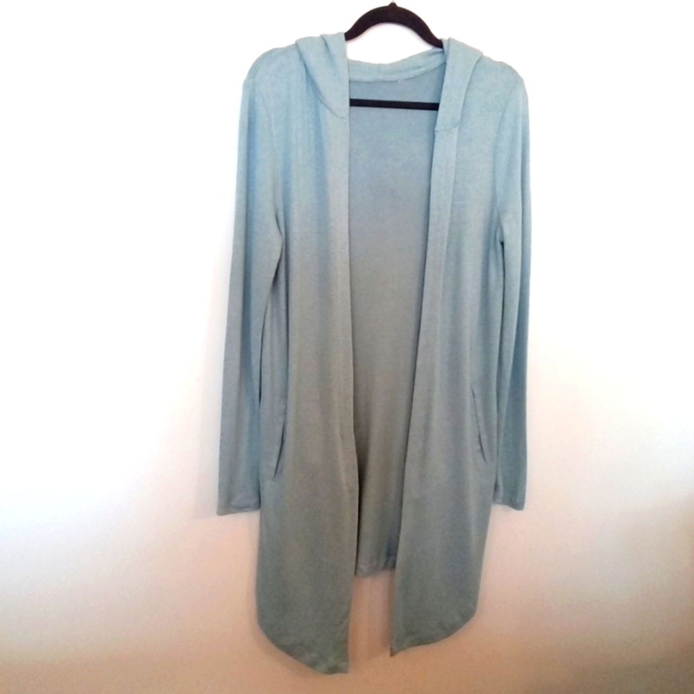Brushed Knit Hooded Open Front Cardigan